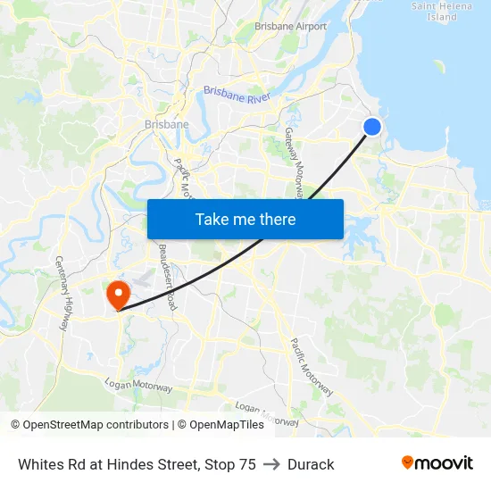 Whites Rd at Hindes Street, Stop 75 to Durack map