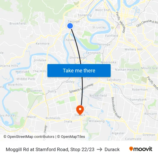 Moggill Rd at Stamford Road, Stop 22/23 to Durack map