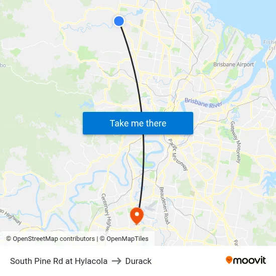 South Pine Rd at Hylacola to Durack map