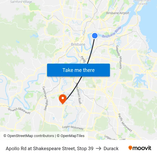 Apollo Rd at Shakespeare Street, Stop 39 to Durack map