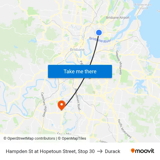 Hampden St at Hopetoun Street, Stop 30 to Durack map