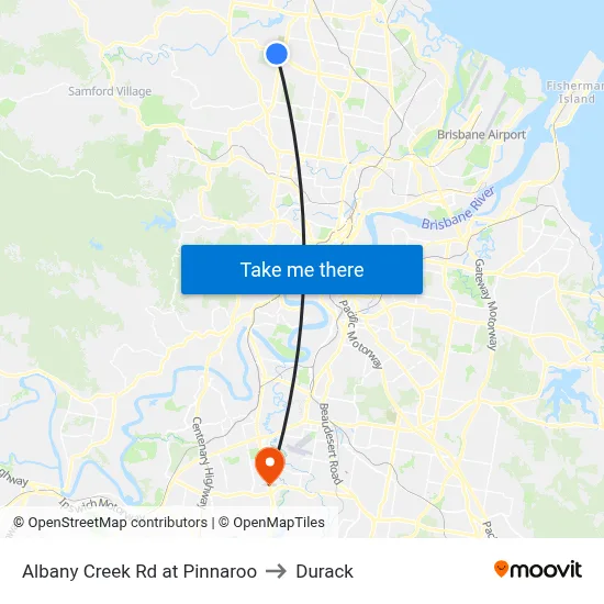 Albany Creek Rd at Pinnaroo to Durack map