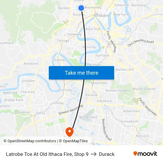 Latrobe Tce At Old Ithaca Fire, Stop 9 to Durack map