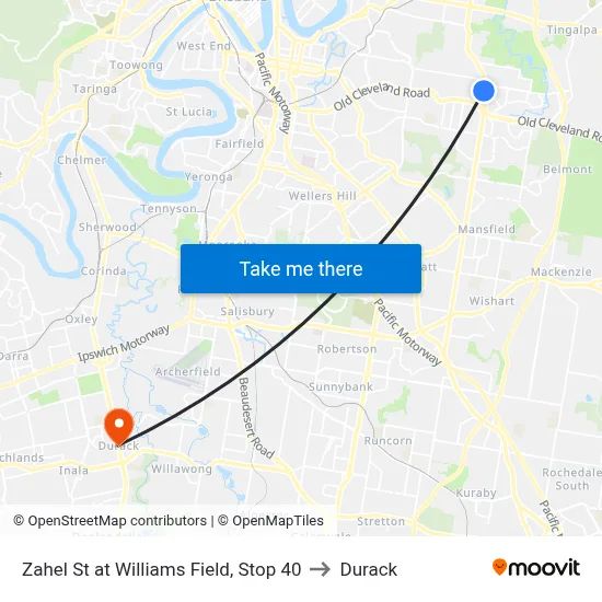 Zahel St at Williams Field, Stop 40 to Durack map