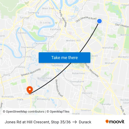 Jones Rd at Hill Crescent, Stop 35/36 to Durack map