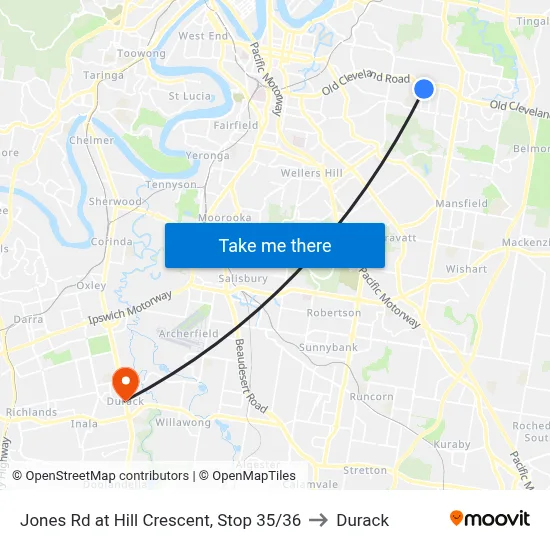 Jones Rd at Hill Crescent, Stop 35/36 to Durack map