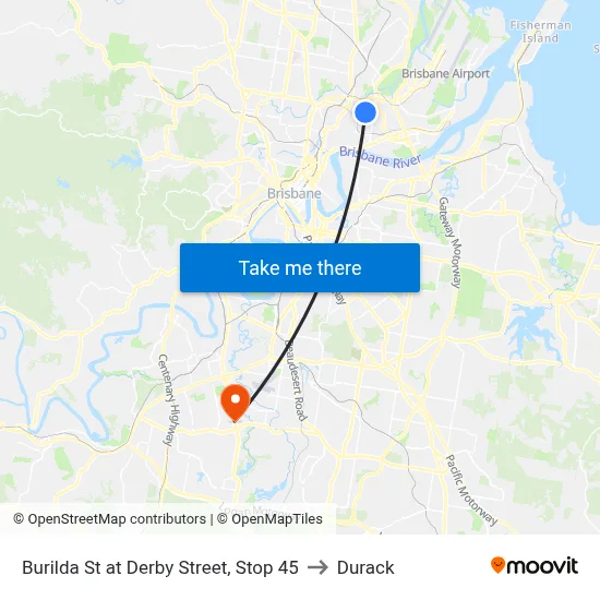 Burilda St at Derby Street, Stop 45 to Durack map
