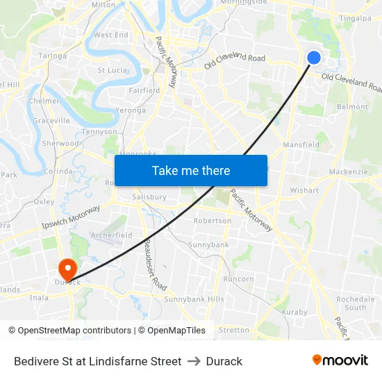 Bedivere St at Lindisfarne Street to Durack map