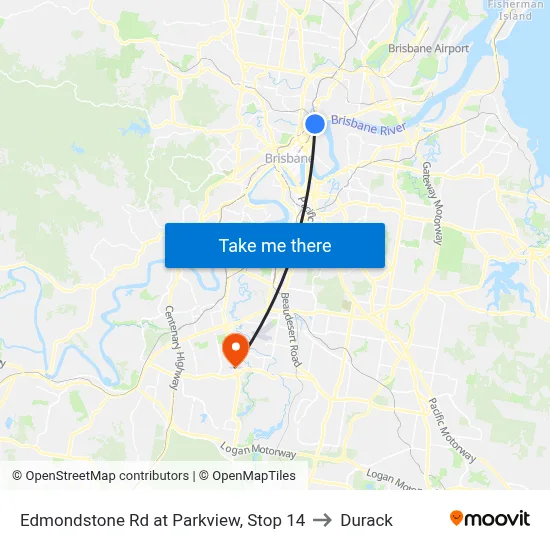 Edmondstone Rd at Parkview, Stop 14 to Durack map