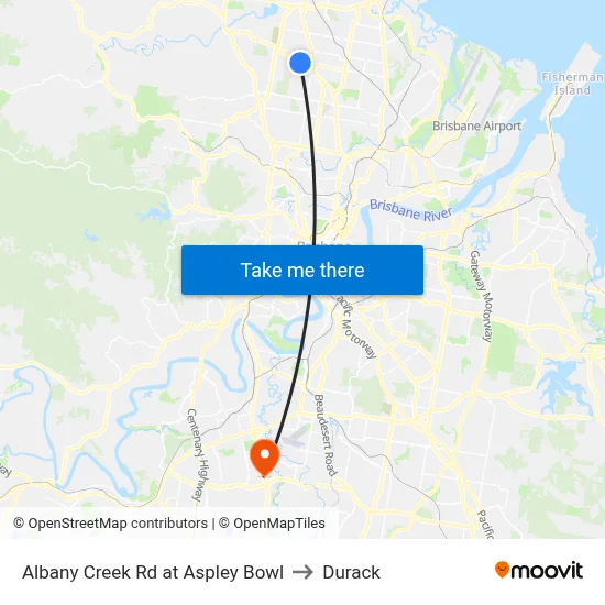 Albany Creek Rd at Aspley Bowl to Durack map