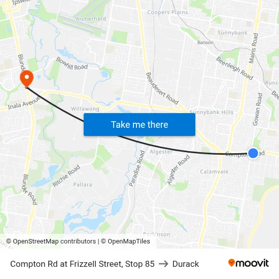 Compton Rd at Frizzell Street, Stop 85 to Durack map