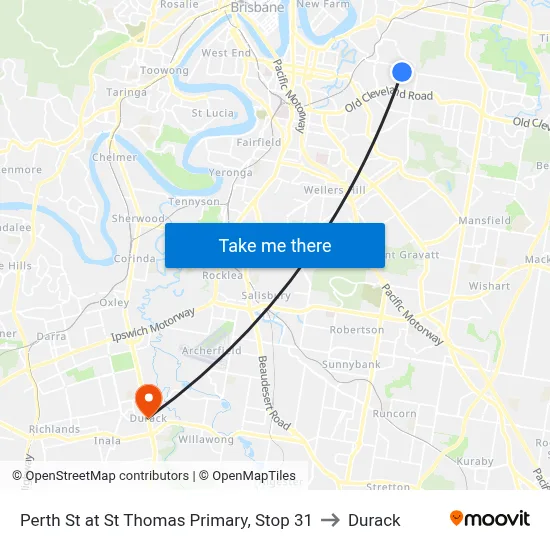 Perth St at St Thomas Primary, Stop 31 to Durack map