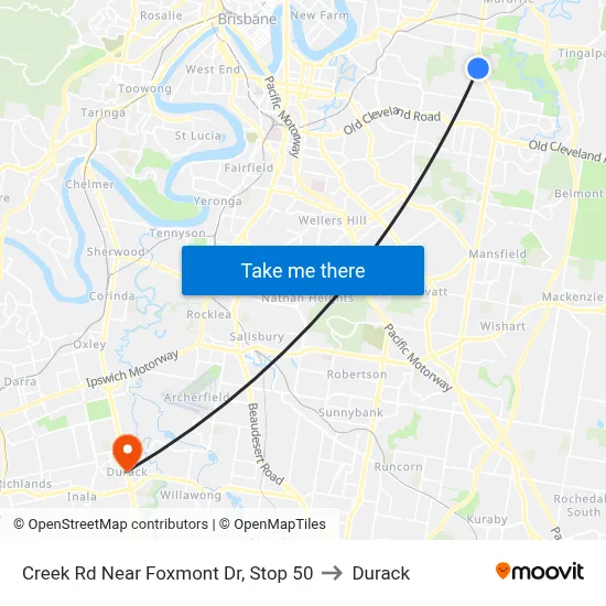 Creek Rd Near Foxmont Dr, Stop 50 to Durack map