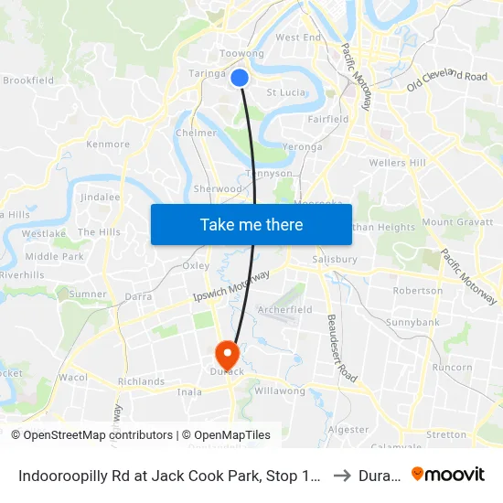 Indooroopilly Rd at Jack Cook Park, Stop 18/19 to Durack map