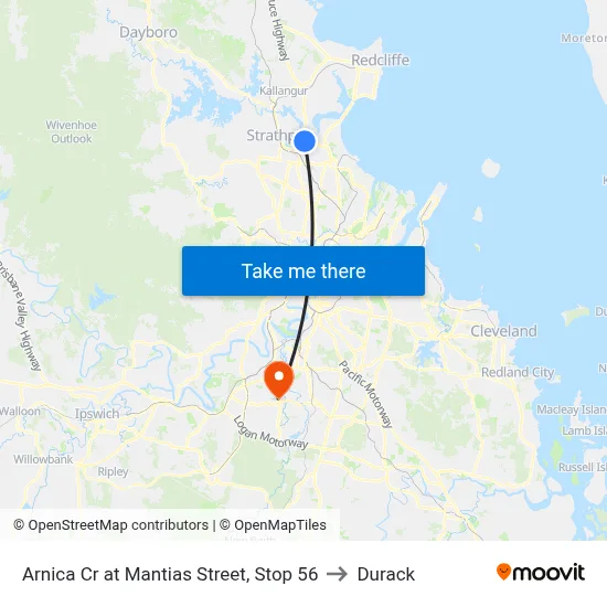 Arnica Cr at Mantias Street, Stop 56 to Durack map