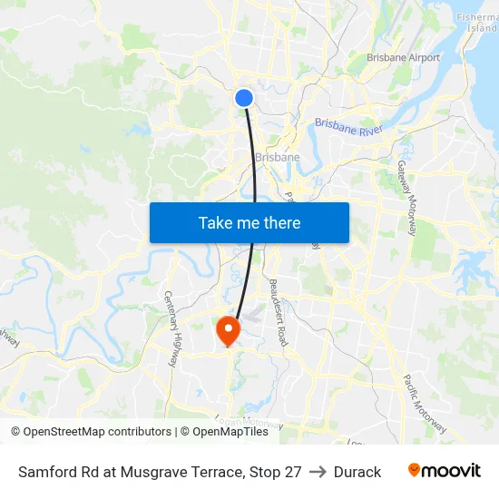 Samford Rd at Musgrave Terrace, Stop 27 to Durack map