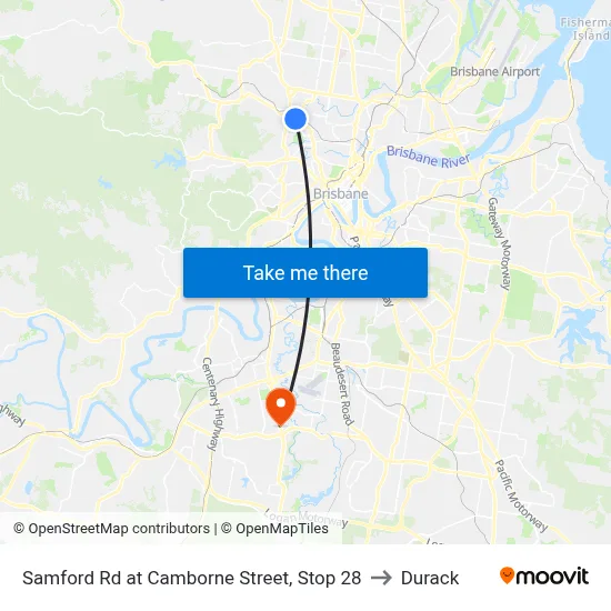 Samford Rd at Camborne Street, Stop 28 to Durack map