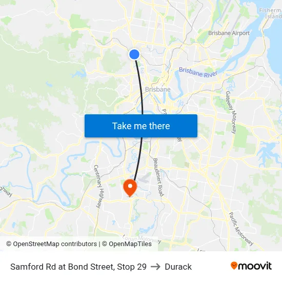 Samford Rd at Bond Street, Stop 29 to Durack map