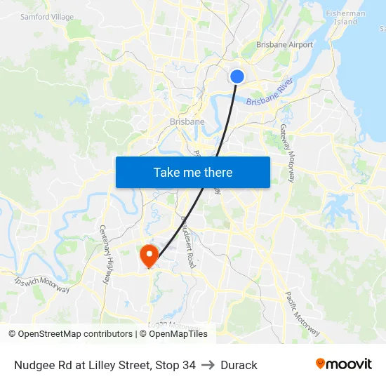 Nudgee Rd at Lilley Street, Stop 34 to Durack map
