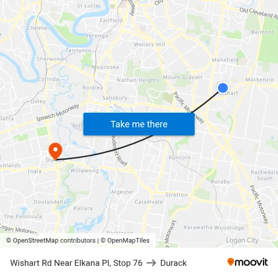 Wishart Rd Near Elkana Pl, Stop 76 to Durack map