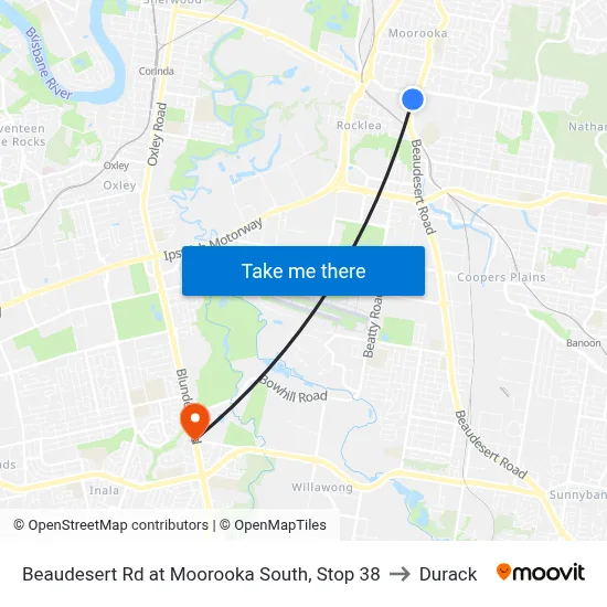 Beaudesert Rd at Moorooka South, Stop 38 to Durack map