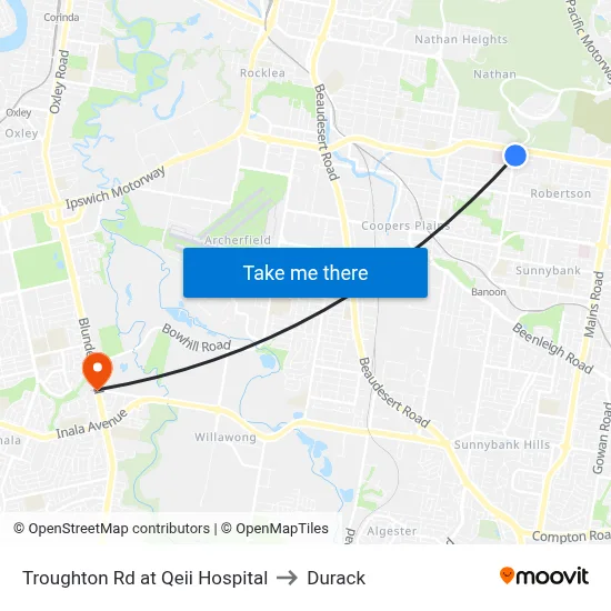 Troughton Rd at Qeii Hospital to Durack map