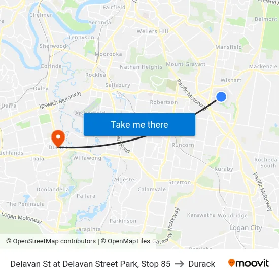 Delavan St at Delavan Street Park, Stop 85 to Durack map