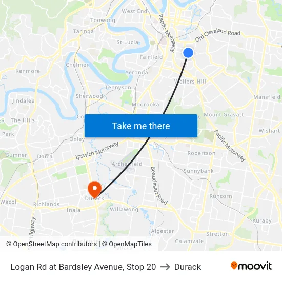 Logan Rd at Bardsley Avenue, Stop 20 to Durack map