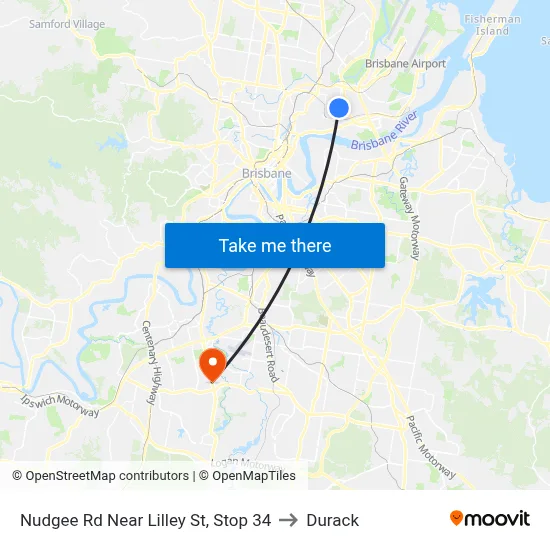 Nudgee Rd Near Lilley St, Stop 34 to Durack map