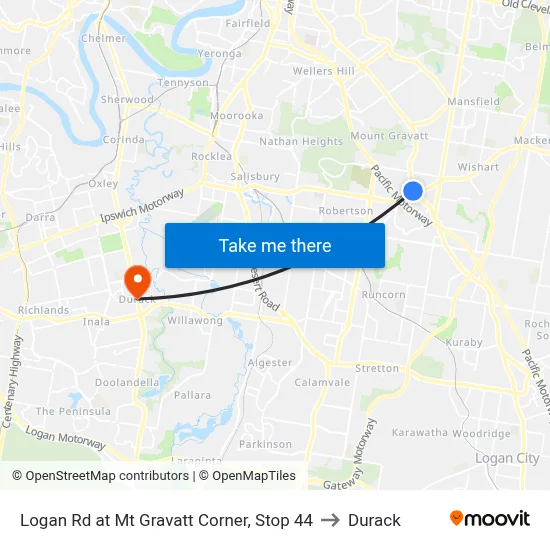 Logan Rd at Mt Gravatt Corner, Stop 44 to Durack map
