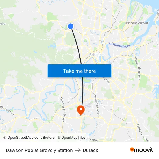 Dawson Pde at Grovely Station to Durack map