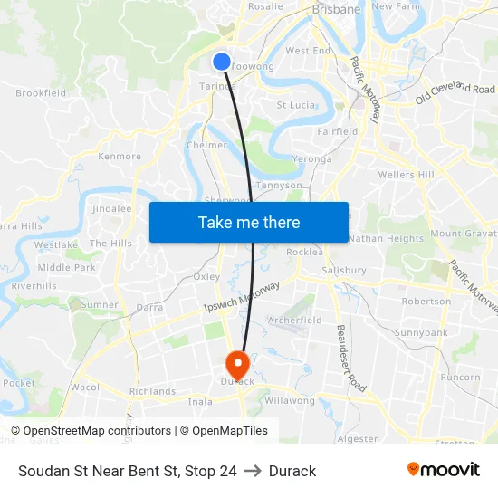 Soudan St Near Bent St, Stop 24 to Durack map
