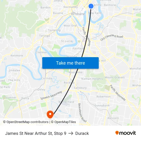 James St Near Arthur St, Stop 9 to Durack map