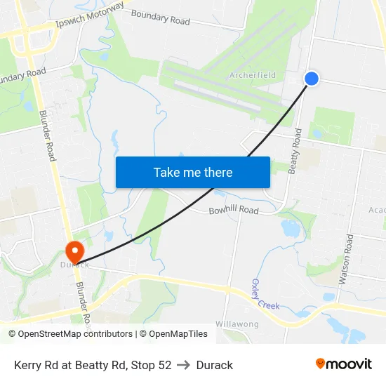 Kerry Rd at Beatty Rd, Stop 52 to Durack map