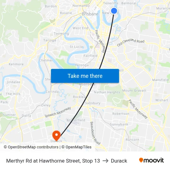 Merthyr Rd at Hawthorne Street, Stop 13 to Durack map
