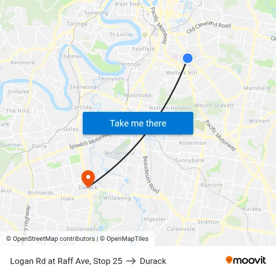 Logan Rd at Raff Ave, Stop 25 to Durack map