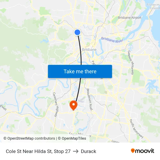 Cole St Near Hilda St, Stop 27 to Durack map