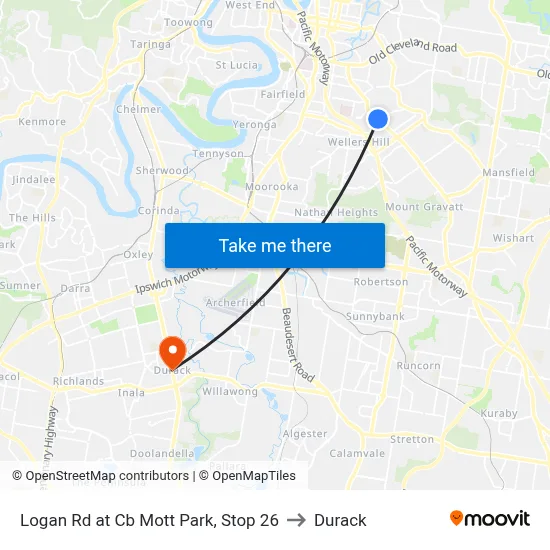 Logan Rd at Cb Mott Park, Stop 26 to Durack map