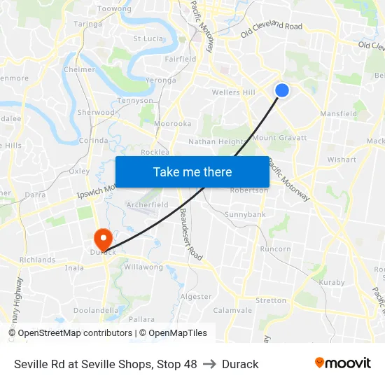 Seville Rd at Seville Shops, Stop 48 to Durack map