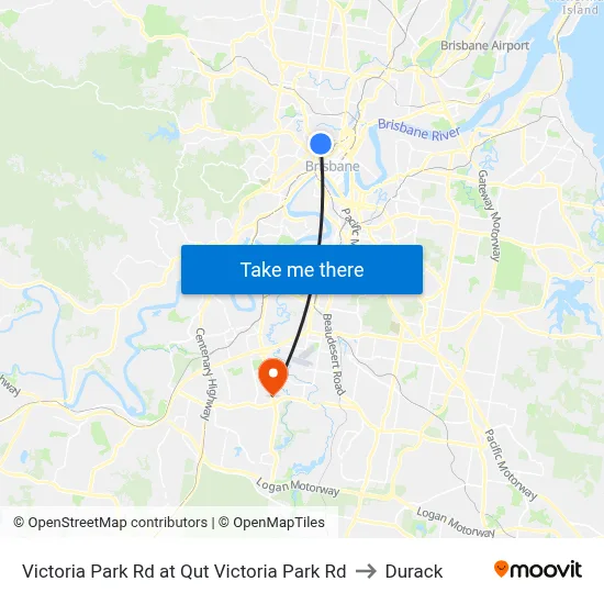 Victoria Park Rd at Qut Victoria Park Rd to Durack map