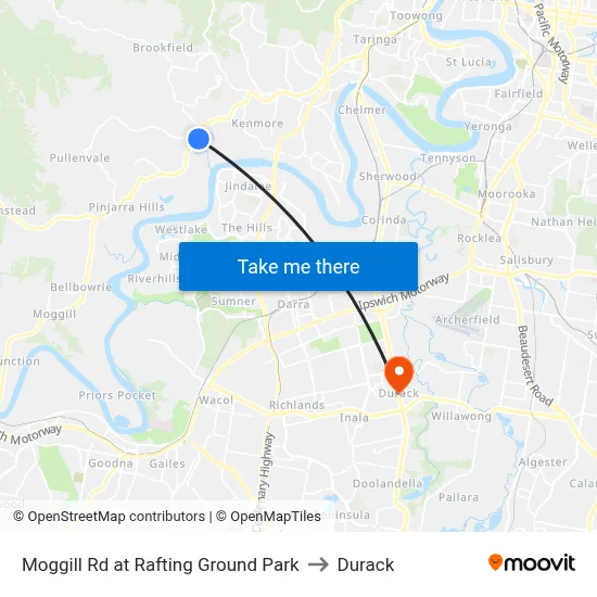 Moggill Rd at Rafting Ground Park to Durack map
