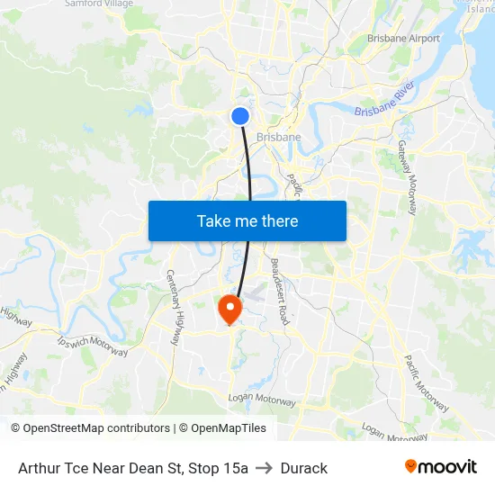 Arthur Tce Near Dean St, Stop 15a to Durack map