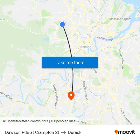 Dawson Pde at Crampton St to Durack map