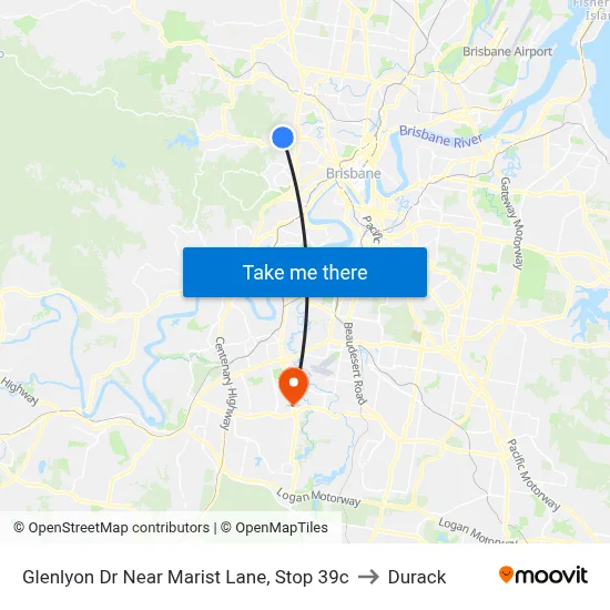 Glenlyon Dr Near Marist Lane, Stop 39c to Durack map