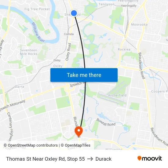 Thomas St Near Oxley Rd, Stop 55 to Durack map