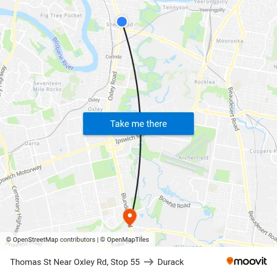 Thomas St Near Oxley Rd, Stop 55 to Durack map