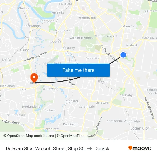 Delavan St at Wolcott Street, Stop 86 to Durack map