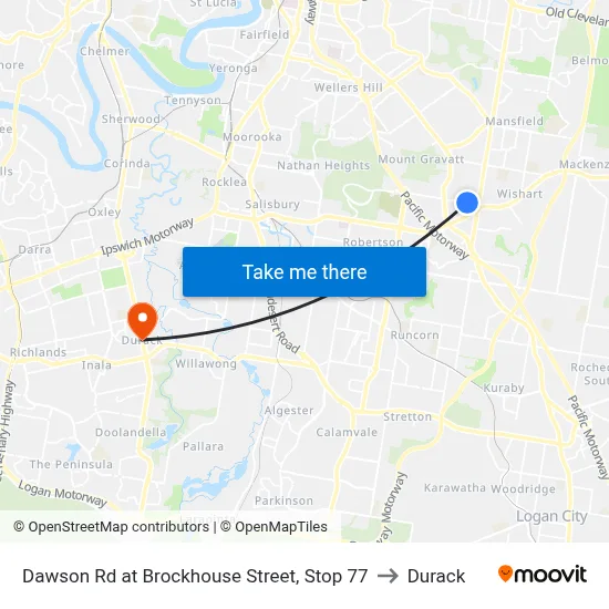 Dawson Rd at Brockhouse Street, Stop 77 to Durack map