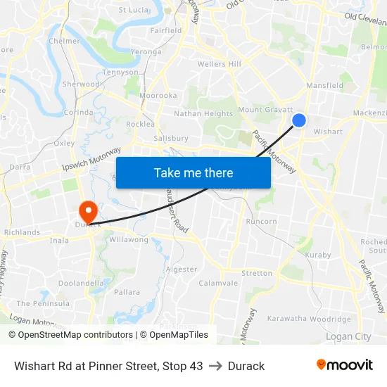 Wishart Rd at Pinner Street, Stop 43 to Durack map