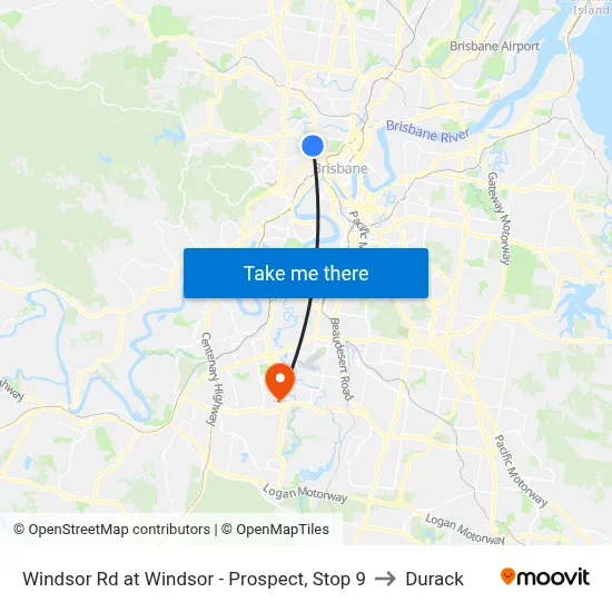 Windsor Rd at Windsor - Prospect, Stop 9 to Durack map